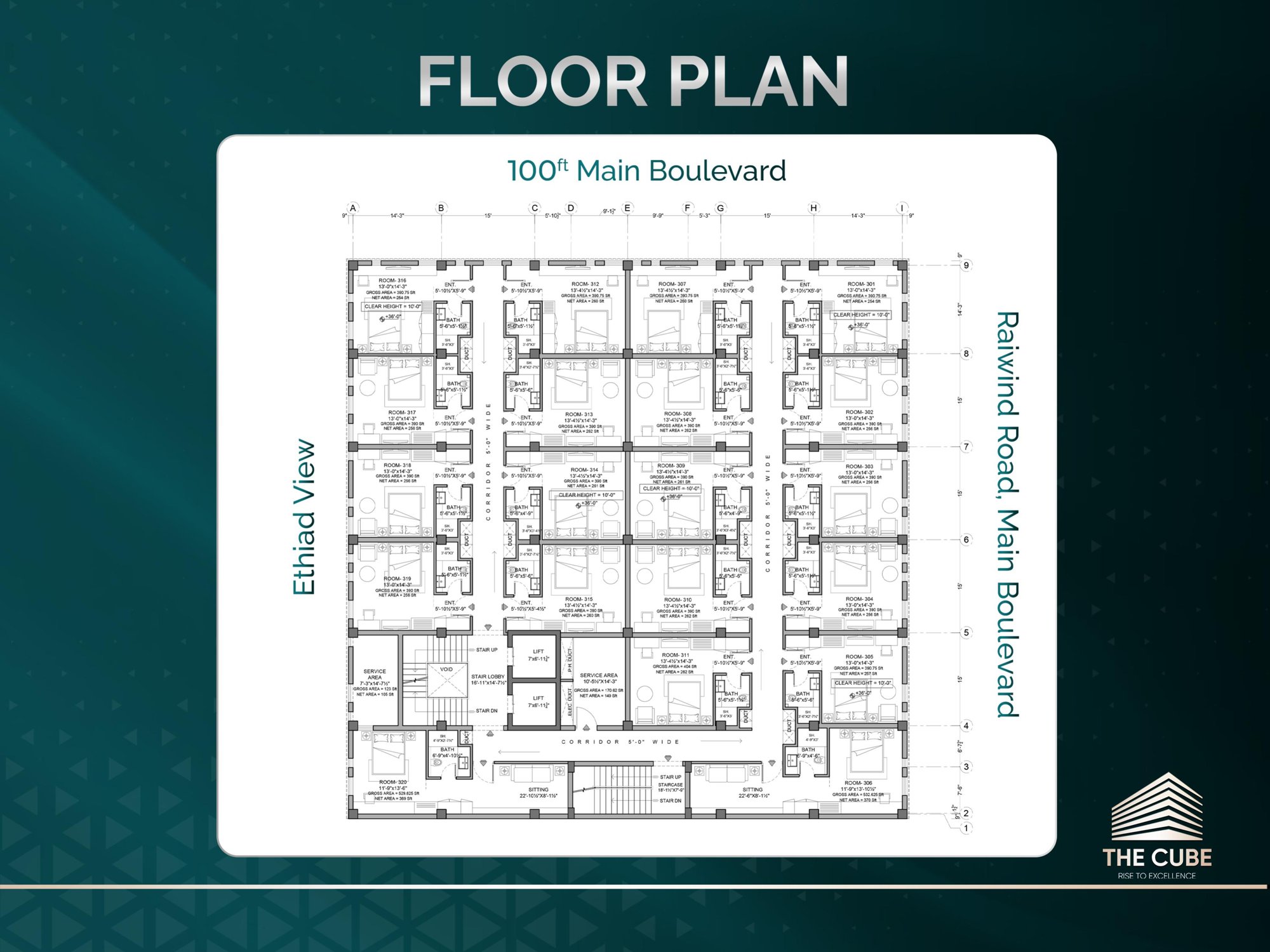 Typical hotel floor plan – 2nd to 6th floor